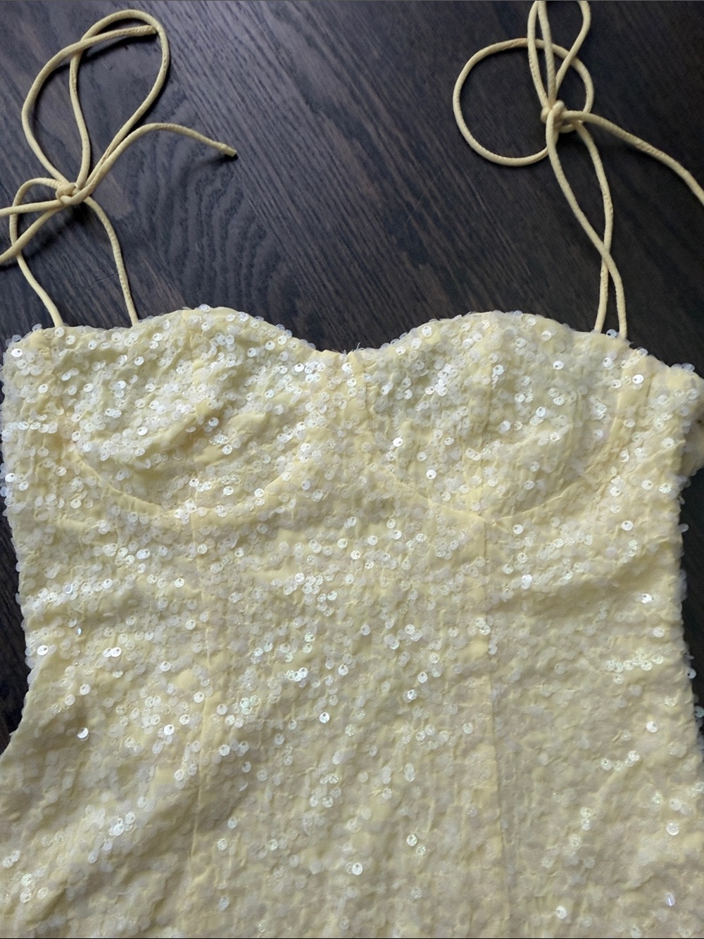 NWT Beginning Boutique Yellow Sequin Mini Dress - Picture 2 of 8